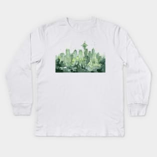 Seattle Watercolor Kids Long Sleeve T-Shirt